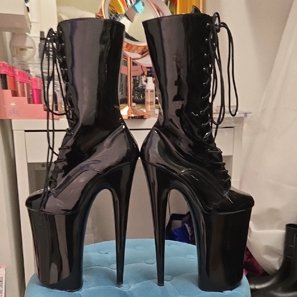 Black Platform Lace-Up Boots